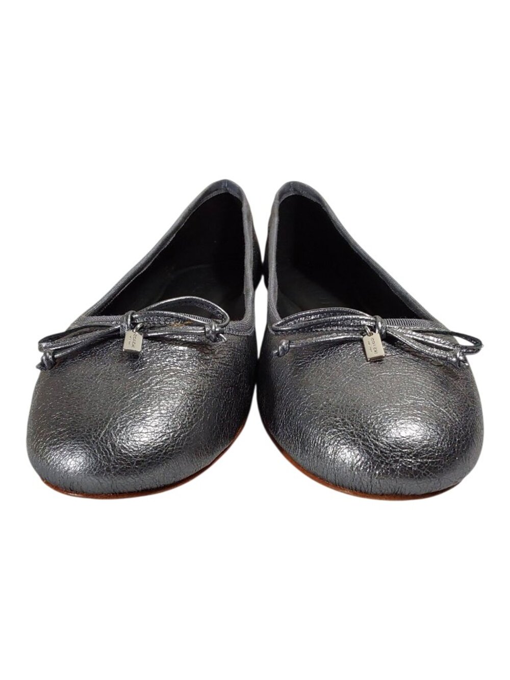 Coach NIB Flatiron Metallic Gunmetal Ballet Flat Neutral/Luxury/Minimalist - 8 - Picture 8 of 12